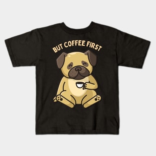 But Coffee First Sleepy cat I need coffee addict This Girl Runs On Caffeine And Sarcasm Kids T-Shirt